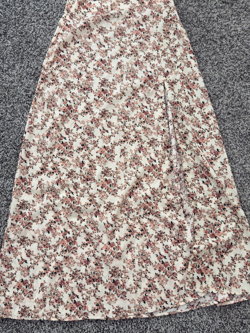 SHEIN Cream Pencil Skirt with Pink Floral Print